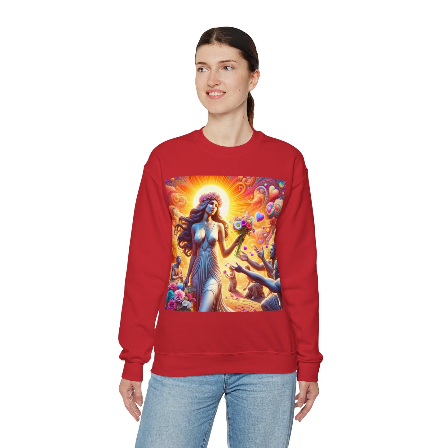 Love Goddess showered with Gifts Unisex Heavy Blend™ Crewneck Sweatshirt