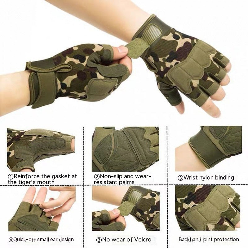 Men's And Women's Camouflage Short Finger Outdoor Sports - Gym - Bicycle - Motorcycle Riding Gloves & More..