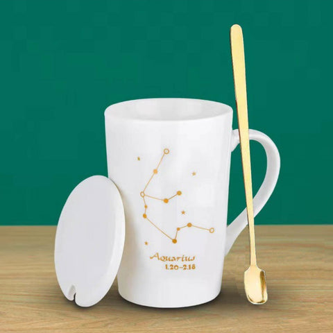 Ceramic Coffee & Tea Cup With Lid Astrology Gift