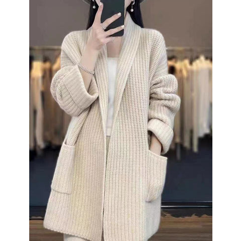 Women's Oversize Mid-length Sweater Cardigan