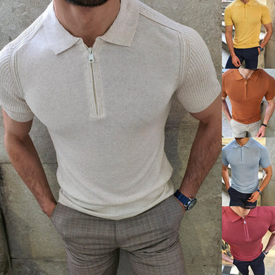 Men's Summer Knitwear Collared Short-Sleeve Shirt