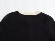 Women's Black Knitted Cardigan Cropped Sweater