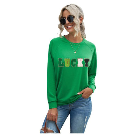 St. Patrick's Day Fashion Lucky Pullover Sweater Women's