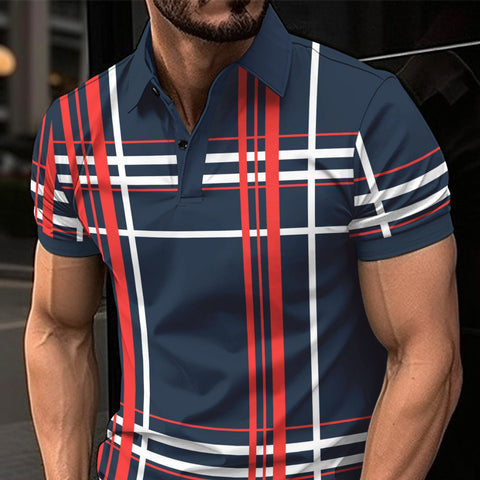 Lapel Button Sport Short Sleeved Shirt Men;s