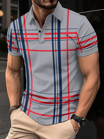 Lapel Button Sport Short Sleeved Shirt Men;s