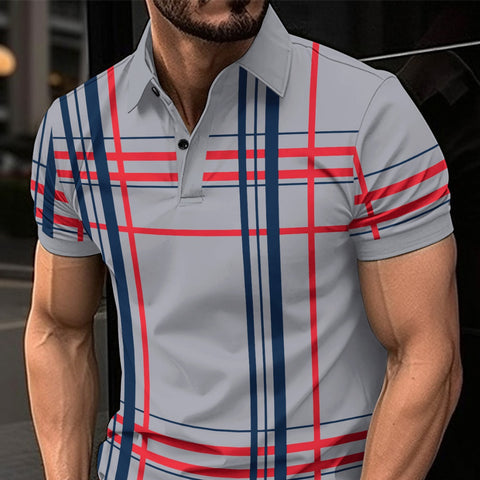 Lapel Button Sport Short Sleeved Shirt Men;s