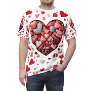 Hearts of Love Everyday Assorted Hearts, Candies, Gifts Design Unisex Cut & Sew Tee