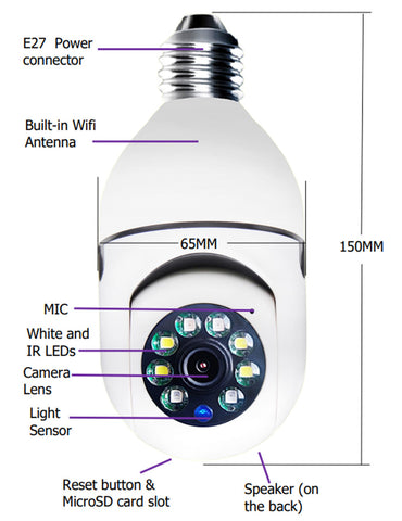 Wi-Fi CAMERA 1080P Bulb 4X Zoom - Home 5G Video Alarm Monitor