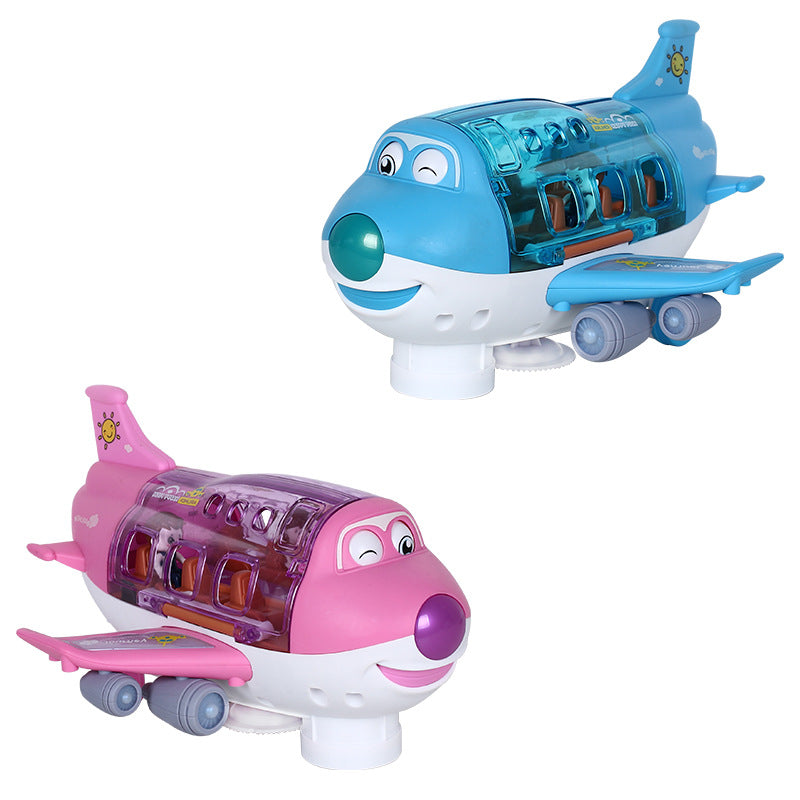 360 Rotating Electric Plane Airplane Toys For Kids Bump And Go Action Toddler Toy Plane With LED Flashing Light Sound