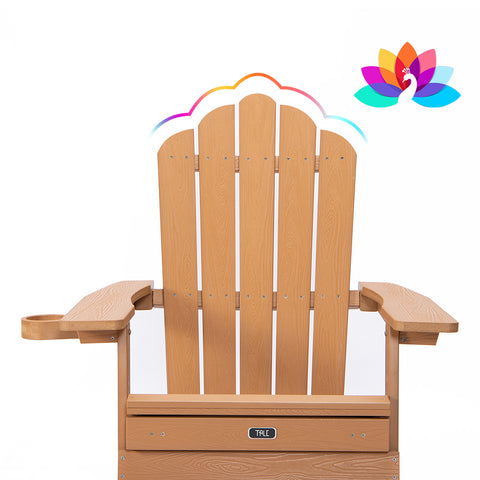 TALE Folding Adirondack Chair With Pullout Ottoman With Cup Holder, Oversized, Poly Lumber,  For Patio Deck Garden, Backyard Furniture, Easy To Install,. Best chair deal for a long lasting all weather chair