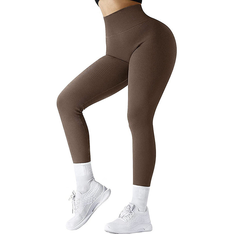 High Waist Seamless Leggings - Threaded Knitted Fitness Pants - Solid Women's Slimming Sports - Yoga Pants Elastic Running Sport Leggings No See Through Safe