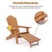 TALE Folding Adirondack Chair With Pullout Ottoman With Cup Holder, Oversized, Poly Lumber,  For Patio Deck Garden, Backyard Furniture, Easy To Install,. Best chair deal for a long lasting all weather chair