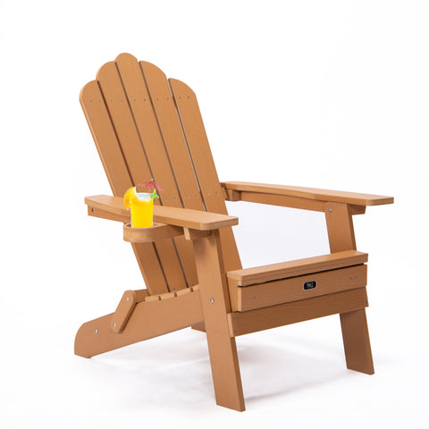 TALE Folding Adirondack Chair With Pullout Ottoman With Cup Holder, Oversized, Poly Lumber,  For Patio Deck Garden, Backyard Furniture, Easy To Install,. Best chair deal for a long lasting all weather chair