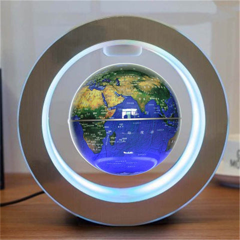 World Map Floating Globe Magnetic Levitation Light Anti Gravity Round LED