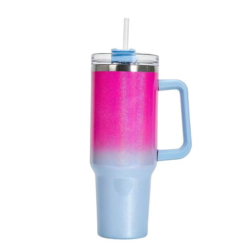 40oz Straw Coffee Insulation Cup With Handle Portable Car Stainless Steel Water Bottle Large Capacity Travel BPA Free Thermal Mug