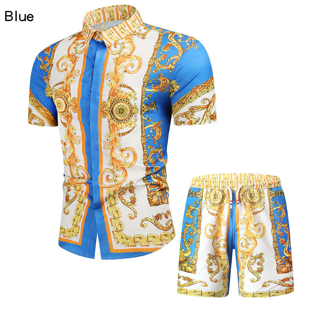 Short Sleeve Classy Vintage Shirt Shorts Suit Set