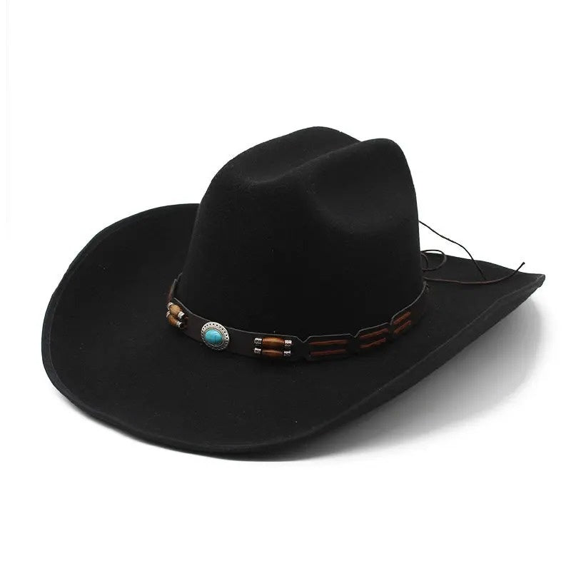 Woolen Hat, Turquoise Belt, Western Denim