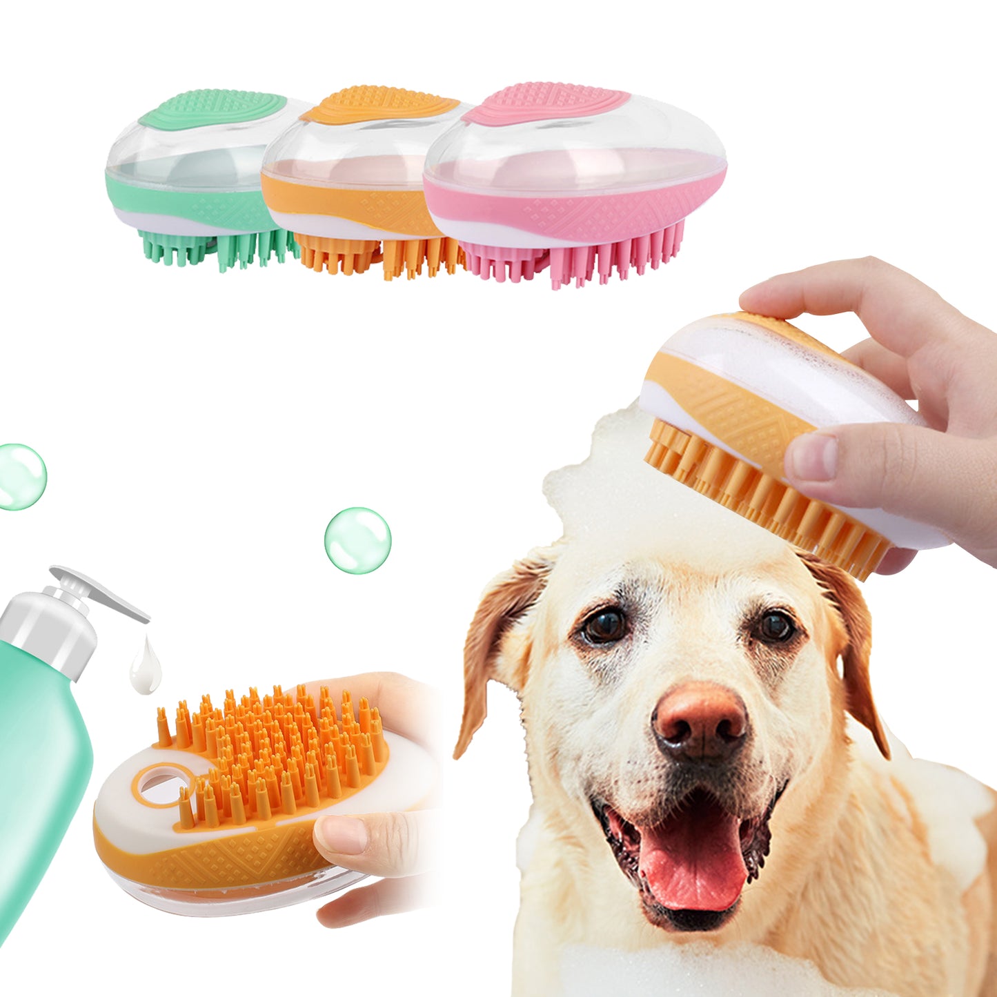 Dog Cat Bath Brush 2-in-1 Pet Spa Massage Comb Soft Silicone Pets Shower Hair Grooming Dog Cleaning Tool Pet Products