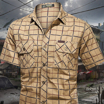 Plaid Shirt Short Sleeve Men's