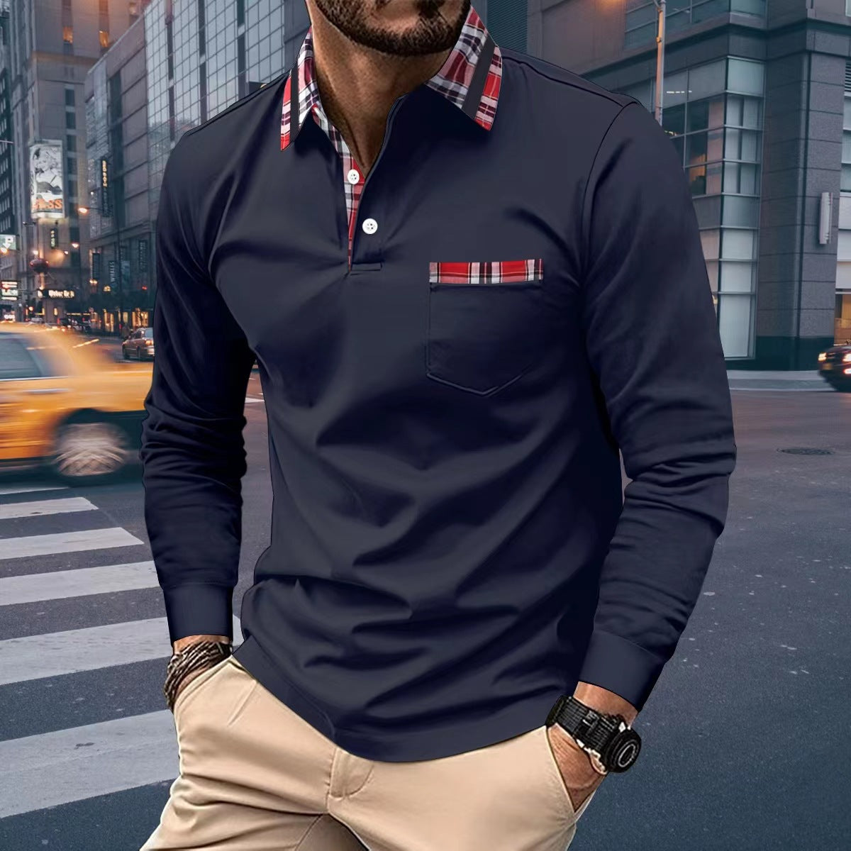 All Season Button Top with Pocket Men's Long Sleeve Shirt