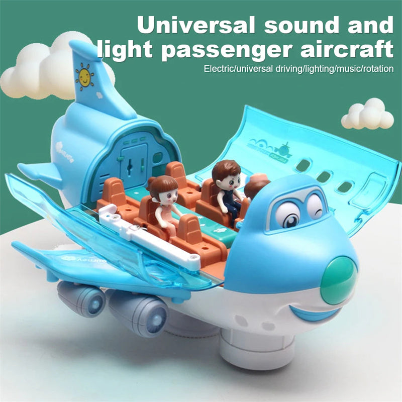 360 Rotating Electric Plane Airplane Toys For Kids Bump And Go Action Toddler Toy Plane With LED Flashing Light Sound