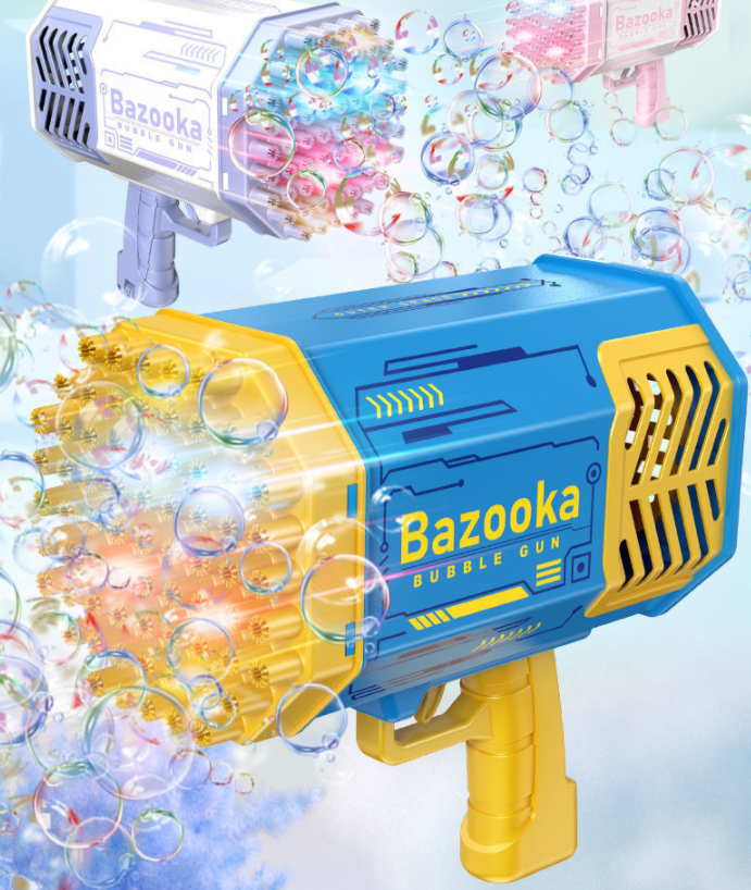 Bazooka Bubble Rocket 69 Holes Soap Bubbles Machine Automatic Blower With Light Toy For Kids